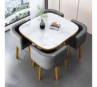 Ensemble table de salle à manger ronde moderne avec 4 chaises - 80 x 74,9 cm - Bois blanc - Pour cuisine et salle à manger - Idéal pour le petit déjeuner - Design élégant et peu encombrant