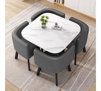 Ensemble table de salle à manger ronde moderne avec 4 chaises 80 x 75 cm, table de petit déjeuner pour cuisine, table de conférence élégante pour salle à manger