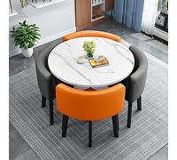Ensemble table de salle à manger ronde moderne avec 4 chaises en tissu, design peu encombrant pour la maison, le bureau et les zones de réception