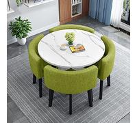 Ensemble table de salle à manger ronde moderne avec 4 chaises en tissu, design peu encombrant pour la maison, le bureau et les zones de réception