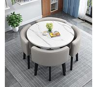Ensemble table de salle à manger ronde moderne avec 4 chaises en tissu - Mobilier de cuisine et de bureau à domicile pour petits espaces - Table de réception élégante pour salle à manger