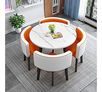 Ensemble table de salle à manger ronde moderne avec 4 chaises en tissu - Mobilier de cuisine et de bureau à domicile - Table de réception élégante pour petits espaces