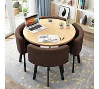 Ensemble table de salle à manger ronde moderne avec 4 chaises - Meuble compact pour salle de conférence, cuisine et salon (80 cm, finition café)