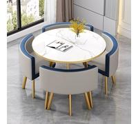 Ensemble table de salle à manger ronde moderne avec 4 chaises - Meuble de cuisine élégant pour salle à manger, salle de conférence et salon - Parfait pour les réunions de famille et les