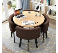 Ensemble table de salle à manger ronde moderne avec 4 chaises - Meuble élégant pour cuisine, salle à manger, bureau, salle de conférence, salon et salon - Design compact