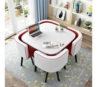 Ensemble table de salle à manger ronde moderne avec 4 chaises, parfait pour les petits espaces, bureau, salle de conférence, cuisine, salon et meubles de salon (80 cm de diamètre)
