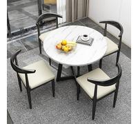 Ensemble table de salle à manger ronde moderne avec 4 chaises peu encombrantes - Petit meuble de cuisine pour salle à manger - Design élégant marron - Parfait pour les espaces de vie compacts