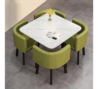 Ensemble table de salle à manger ronde moderne avec 4 chaises pour réunions d'affaires, petit bureau, table de conférence et chaise en coton et lin