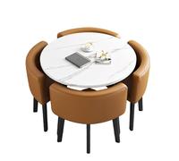 Ensemble table de salle à manger ronde moderne avec 4 chaises, table de réception élégante pour salles de réunion, cuisine, petit déjeuner, bar pour petits espaces (marron)