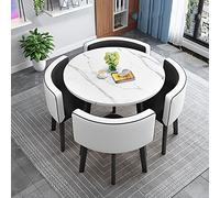 Ensemble table de salle à manger ronde moderne avec chaises en tissu 90 cm x 90 cm, design peu encombrant, facile à nettoyer, assemblage nécessaire, bords sûrs pour une utilisation familiale