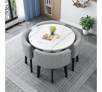 Ensemble table de salle à manger ronde moderne avec quatre chaises pour bureau, salle de réception ou club, gris, table de conférence à 35 cercles pour petits espaces, balcon ou salon salle à manger