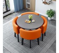 Ensemble table de salle à manger ronde moderne de 80 cm avec 4 chaises en bois - Meuble de cuisine élégant pour salle à manger, réception et conférence