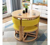 Ensemble table de salle à manger ronde moderne et élégante avec chaises - Combo confortable pour bureau, réception, petit accent jaune vif pour salon, salon et balcon
