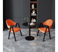 Ensemble table de salle à manger ronde noire avec 2 chaises pour petits espaces, meubles modernes de cuisine et de salle à manger, table de négociation élégante et chaise