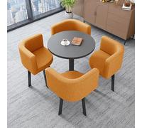 Ensemble table de salle à manger ronde orange avec 4 chaises - Meuble de salle à manger parfait pour la maison, le balcon, le bureau et les zones de loisirs, idéal pour manger et négocier