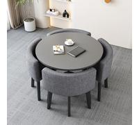 Ensemble table de salle à manger ronde - Petite table de bar et chaise de bar au lait 80 x 74,9 cm pour salle à manger et cuisine, parfait pour le petit déjeuner et la conférence, design compact