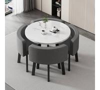 Ensemble table de salle à manger ronde peu encombrante pour 4 tables basses élégantes et meubles de conférence Gris foncé et blanc Ensemble table et chaises pour bureau et réception