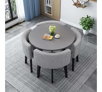 Ensemble table de salle à manger ronde pour 4 personnes avec 4 chaises - Petite table de cuisine de 90 cm pour un espace limité Design moderne Parfait pour les appartements et les salles à manger