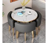 Ensemble table de salle à manger ronde pour 4 personnes - Économie d'espace - Table de réception avec chaises - Table de conférence et chaises - Noir moderne - Pour les loisirs