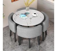 Ensemble table de salle à manger ronde pour 4 personnes - Économie d'espace - Table de réception et chaise - Table de cuisine de loisirs avec 4 chaises - Mobilier de conférence moderne pour la maison