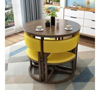 Ensemble table de salle à manger ronde pour 4 personnes - Table de réception et chaises de style rétro, parfait pour le bureau, le café et les réunions à la maison