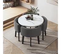 Ensemble table de salle à manger ronde pour 4 personnes - Table et chaises compactes peu encombrantes pour restaurants et cafés - Coussins confortables en coton et éponge - Meuble de salle à manger