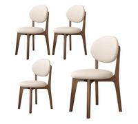 Ensemble table de salle à manger rustique avec 4 chaises rembourrées, dossier incurvé, siège rond sans accoudoirs - Meuble de cuisine pour restaurant, chambre à coucher, café, bar - Blanc et noyer