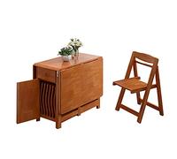 Ensemble table de salle à manger rustique en bois massif avec feuille tombante, 5 pièces économisant de l'espace Table et chaises avec tiroir, meubles de salle à manger rustiques