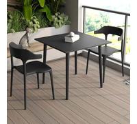 Ensemble table de salle à manger - Table ronde noire et chaises, artisanat en acier au carbone pour balcon extérieur, design peu encombrant, 80 cm