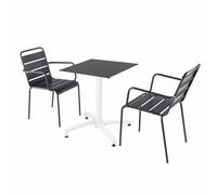 Ensemble table de terrasse noir et 2 fauteuils gris - Oviala Opéra