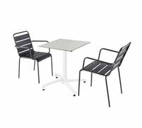 Ensemble table de terrasse terrazzo et 2 chaises gris - Oviala Opéra