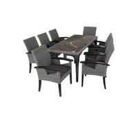 Ensemble Table en rotin 8 chaises Résistant aux intempéries gris