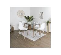 Ensemble Table en Verre + 4 Chaises PP Blanc - VERANA - ALTOBUY Blanc G