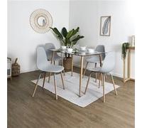 Ensemble Table en Verre + 4 Chaises PP Gris - VERANA - ALTOBUY Gris G