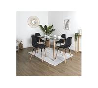 Ensemble Table en Verre + 4 Chaises PP Noir - VERANA -