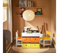 Ensemble Table Enfant Avec 2 Chaises;4 Boîtes Effet Bois Blanc Blanc