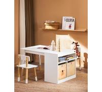 Ensemble Table Enfant Avec 2 Chaises Et 2 Boîtes Effet Bois Blanc Blanc