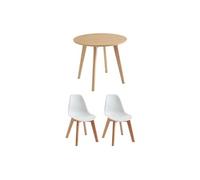 Vente-unique - Ensemble Table Enfant LOULOUNE + 2 chaises LILINOU - Naturel et Blanc