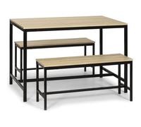 Ensemble Table et 2 bancs Lisboa pour Salle à Manger et Cuisine Table 110cm x 70cm x 75cm Structure métallique