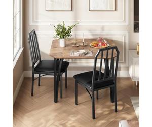 Ensemble Table et 2 Chaises à Manger pour Petits Espaces, Style Industriel | Ensemble Table + 2 Chaises, 3 Pièces pour Petits Espaces - Table à Manger Style Industriel, Assises Rembourrées, Plateau MDF,