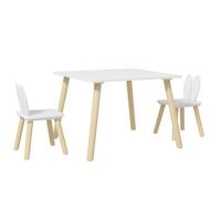 AIYAPLAY Ensemble Table et 2 chaises Enfant Table pour Enfant avec 2 chaises Design scandinave Motif Oreille de Lapin Bois pin Blanc