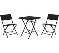 Ensemble table et 2 chaises Home ESPRIT Noir Acier Rotin synthétique 58 x 58 x 71,5 cm