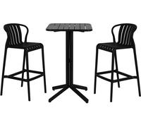 Ensemble table et 2 chaises Home ESPRIT Noir Métal Polypropylène 60 x 60 x 102 cm