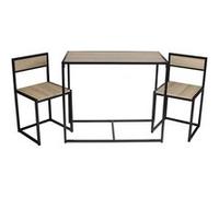 Ensemble Table et 2 Chaises Métal et Aspect Bois - OTALIA -