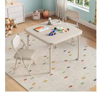 Ensemble Table et 2 Chaises pliantes 3 pièces pour Enfants, table carrée, rembourrée, pour garderies et salles de classe, biege