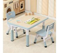 Ensemble Table et 2 Chaises pour Enfants, Table avec Chaise pour Tout-petits Réglables avec Couvre-pieds Antidérapants, Table de Bureau Graffiti Arts pour Garderies, Salles Classe, Jardins d'enfants(1