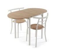 Ensemble table et 2 chaises Versa Blanc 55 x 77 x 61 cm Métal PVC Bois MDF