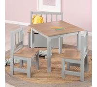 roba Ensemble Table et 2 Chaises Enfants Woody - Plateau et assises en Aspect Bois - Résistants aux Rayures - pour Filles et Garçons de 2 Ans et Plus - Gris