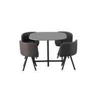 Ensemble Table et 4 chaises ORBENA - Coloris Gris Mat - Table 100x100 cm - Design Moderne et Compact
