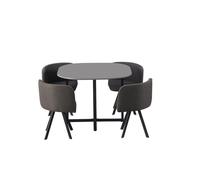 Ensemble table et 4 chaises ORBENA - Coloris gris mat - Table 100x100 cm - Design moderne et compact